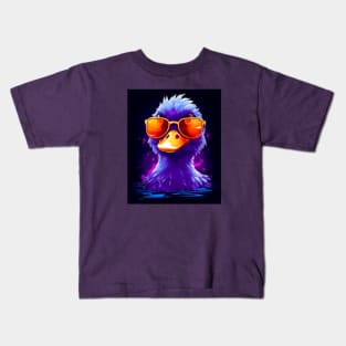 Cute duck wearing sunglasses swimming Kids T-Shirt